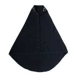 مقنعه مشکی نیمه نگین کرپ