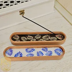 جاعودی چوبی استوانه رزینی طرح برگ بزرگ کد sh23