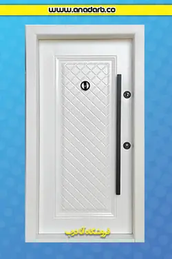 درب ضد سرقت مدل دو رو فلزی تک قاب لوزی رنگ سفید - درب ضد سرقت خرید ، قیمت و مشخصات