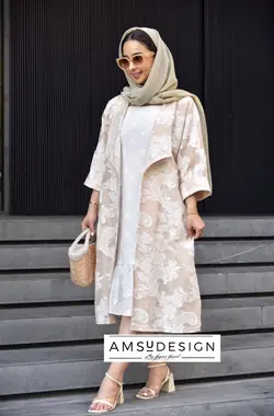 مانتو کسمه لینن سوزن دوزی Cream2