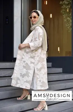 مانتو کسمه لینن سوزن دوزی Cream2