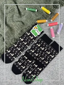 جوراب ساقدار طرح ژاکارد گوزن برند پاتریس