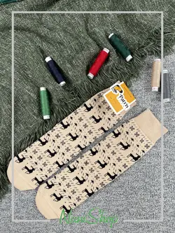جوراب ساقدار طرح ژاکارد گوزن برند پاتریس