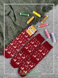 جوراب ساقدار طرح ژاکارد گوزن برند پاتریس
