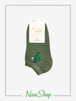 جوراب گلدوزی مچی‌ طرح کاکتوس لب بامبو برند کالزی لند