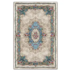 روفرشی کشدار کد ۳۳۰۱ طرح فرش کرم آبی