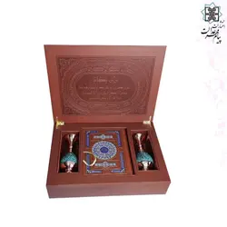 ست قرآن وزیری با 2 گلدان فیروزه