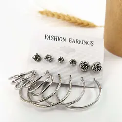 پک گوشواره نقره ای 6 جفتی