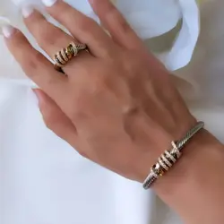 ست دستبند و انگشتر دیوید یورمن نگیندار سیلور