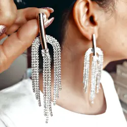 گوشواره جواهری آویز دار سه شاخه