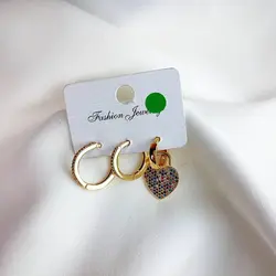 گوشواره سه تایی قلب رنگین کمانی