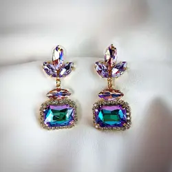 گوشواره کریستالی با رنگ ترکیبی