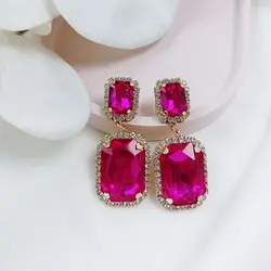 گوشواره کریستالی سرخابی