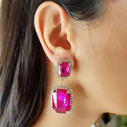 گوشواره کریستالی سرخابی