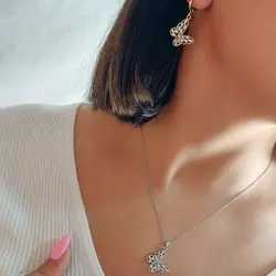 نیم ست پروانه نگیندار نقره ای