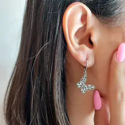 نیم ست پروانه نگیندار نقره ای