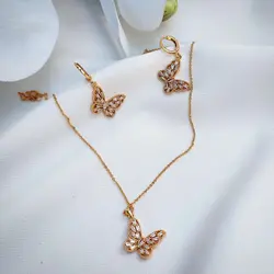 نیم ست پروانه نگیندار طلایی