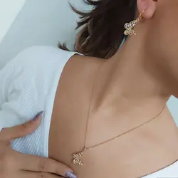 نیم ست پروانه نگیندار طلایی