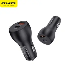 شارژر فندکی فست شارژ Awei C-822 3A QC3.0 PD 36W