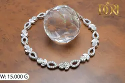 دستبند تمام نقره  آبکاری طلاسفید رادیوم عیار نقره ۹۲۵ 15 گرم