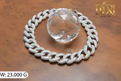 دستبند تمام نقره  آبکاری طلاسفید رادیوم عیار نقره ۹۲۵ ۲۳ گرم