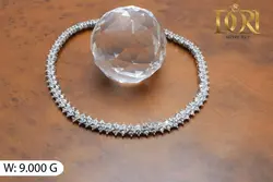 دستبند تمام نقره  آبکاری طلاسفید رادیوم عیار نقره ۹۲۵ 9 گرم