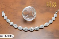 دستبند تمام نقره  آبکاری طلاسفید رادیوم عیار نقره ۹۲۵ 11/700 گرم