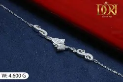 دستبند تمام نقره  آبکاری طلاسفید رادیوم عیار نقره ۹۲۵ 4/5 گرم