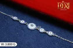 دستبند تمام نقره  آبکاری طلاسفید رادیوم عیار نقره ۹۲۵ 3/8 گرم