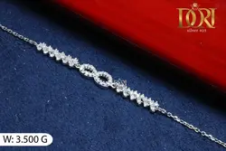 دستبند تمام نقره  آبکاری طلاسفید رادیوم عیار نقره ۹۲۵ 3/5 گرم