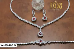 ست نقره ۹۲۵ آبکاری طلا سفید ۳۵/۴۰۰ گرم