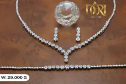 ست نقره ۹۲۵ آبکاری طلا سفید ۲۹ گرم