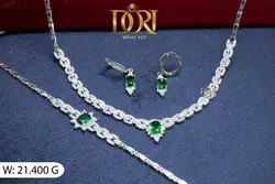 ست نقره ۹۲۵ آبکاری طلا سفید ۲۱/۴ گرم