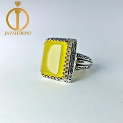 انگشتر نقره عقیق زرد شرف شمس با حکاکی