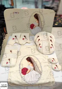 سرویس پارچه‌ای آشپزخانه کد 117 کرم – فروشگاه بیگی استور