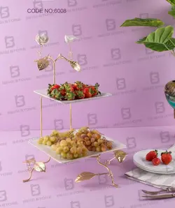 شیرینی خوری دو طبقه مربع گل و پرنده کد 6008 – فروشگاه بیگی استور