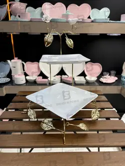 شیرینی خوری دو طبقه مربع گل و پرنده کد 6008 – فروشگاه بیگی استور