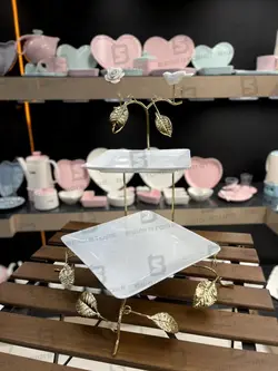 شیرینی خوری دو طبقه مربع گل و پرنده کد 6008 – فروشگاه بیگی استور