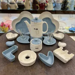 صبحانه خوری دو نفره پیزا لاو سفید طوسی – فروشگاه بیگی استور