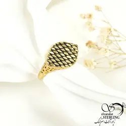 انگشتر طرح برگ سیاه قلم