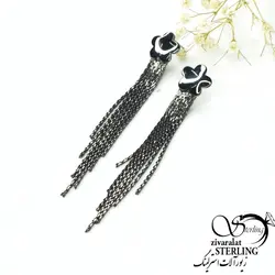 گوشواره طرح گل مشکی آویز دار