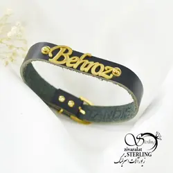 دستبند چرم استیل اسم بهروز