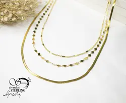 گردنبند زنانه استیل ماری چند زنجیره پولکی