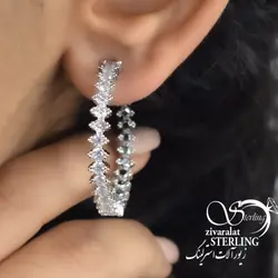 گوشواره آویز طرح جواهر دایره ای
