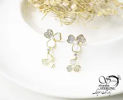 گوشواره آویز طرح دو گل متصل