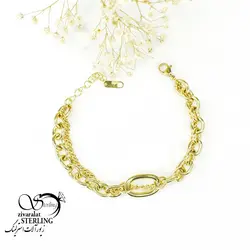 دستبند استیل زنانه دو زنجیره کلاسیک