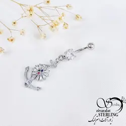 پیرسینگ طرح لنگر با نگین جواهری کد 10704