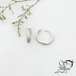گوشواره حلقه نگین دار با نقره 925 کد 13195
