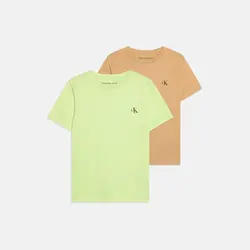 MONOGRAM UNISEX 2 PACK – تی شرت پایه رنگ نعناع عجیب و غریب / شن و ماسه گرم – کلوین کلاین امریکا