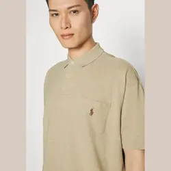 آستین کوتاه – پیراهن یقه دار رنگ شن – رالف لورن سوئد